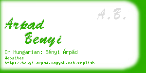arpad benyi business card